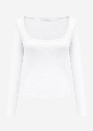 Langarmshirt mit Ausschnitt - offwhite