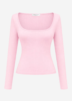 Langarmshirt mit Ausschnitt - rosa