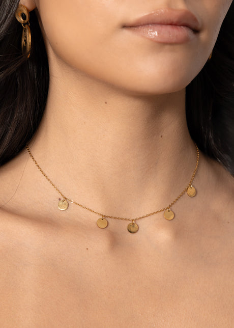 Necklace with round discs - gold