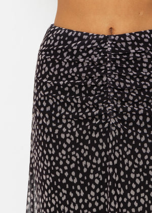 Flared mesh skirt with print - black