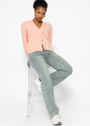 Cardigan with snap fasteners - pink