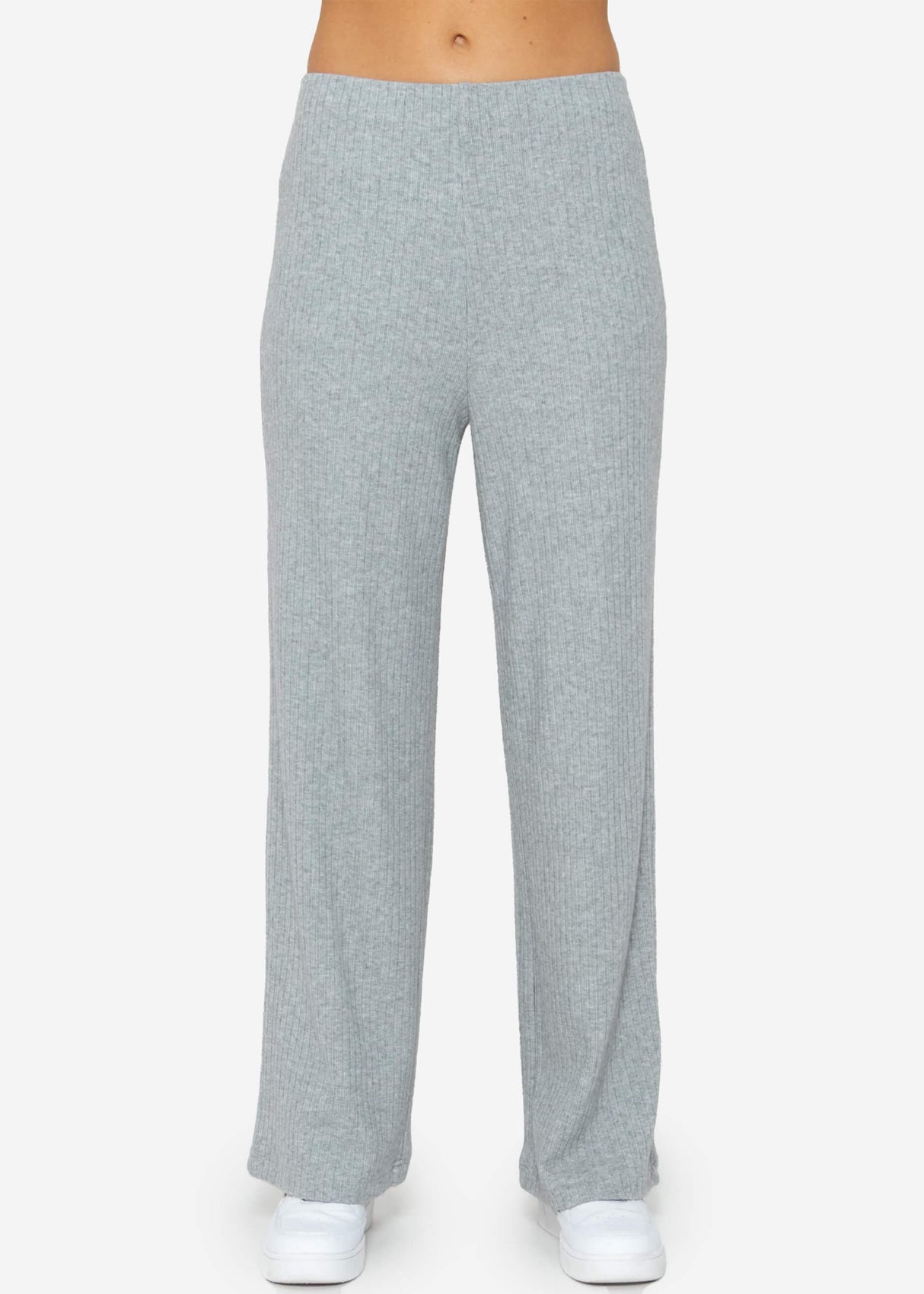 Ribbed wide-leg trousers - grey