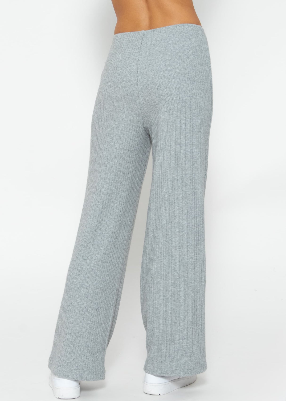 Ribbed wide-leg trousers - grey