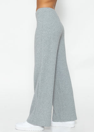 Ribbed wide-leg trousers - grey