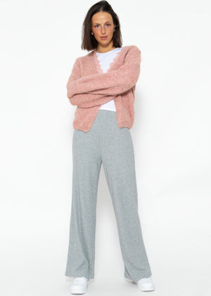 Ribbed wide-leg trousers - grey