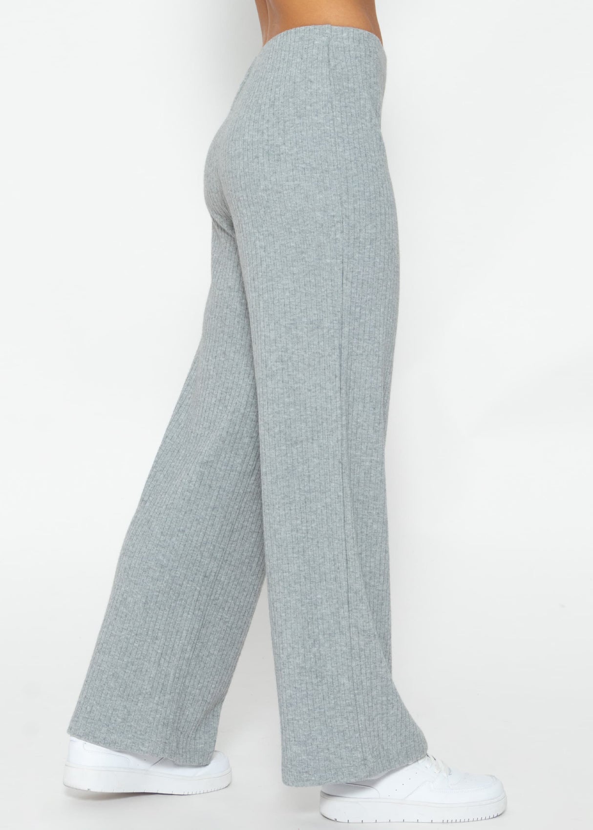 Ribbed wide-leg trousers - grey