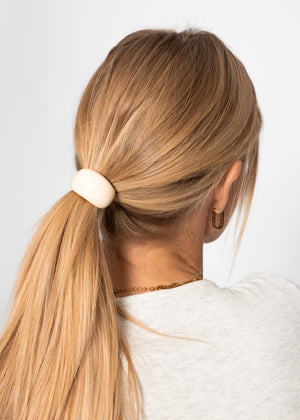 Curved hair tie - white