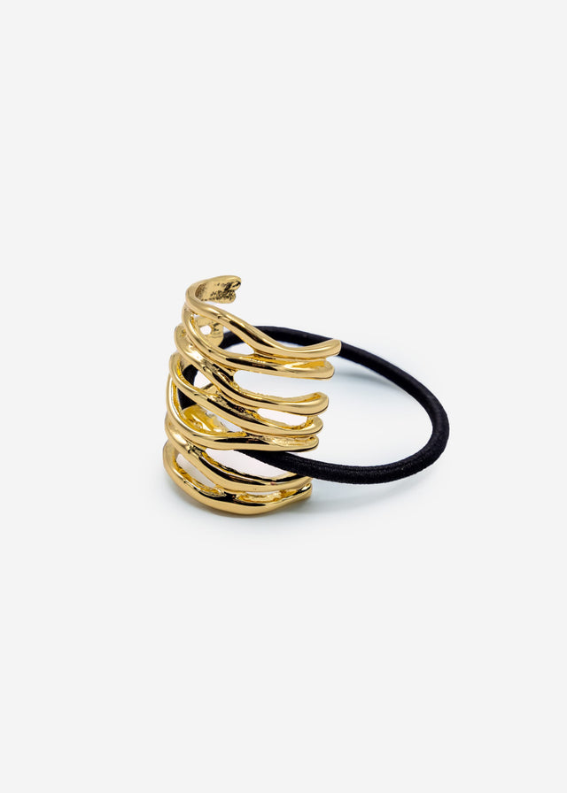 Haargummi mit Wellen Design - gold