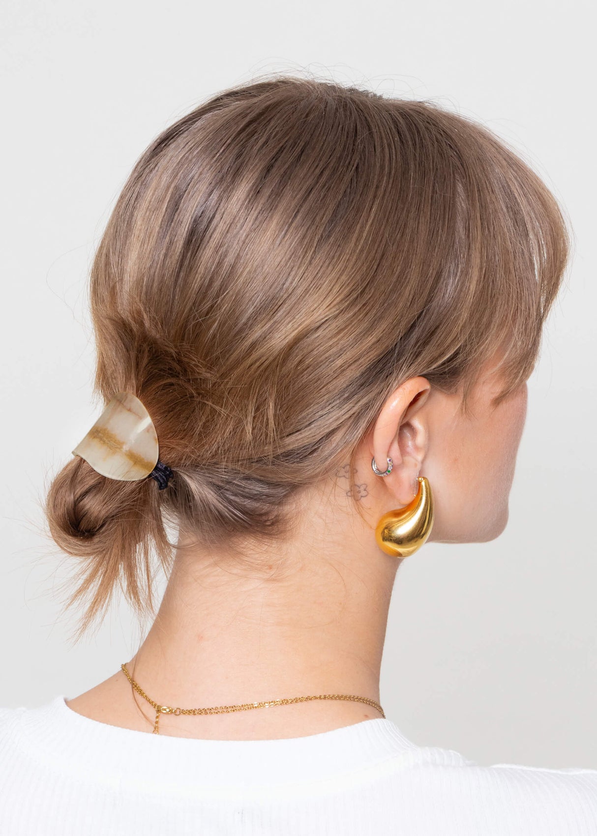 Marbled hair tie - beige