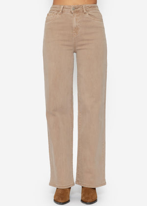 Jeans mit weitem Bein - taupe