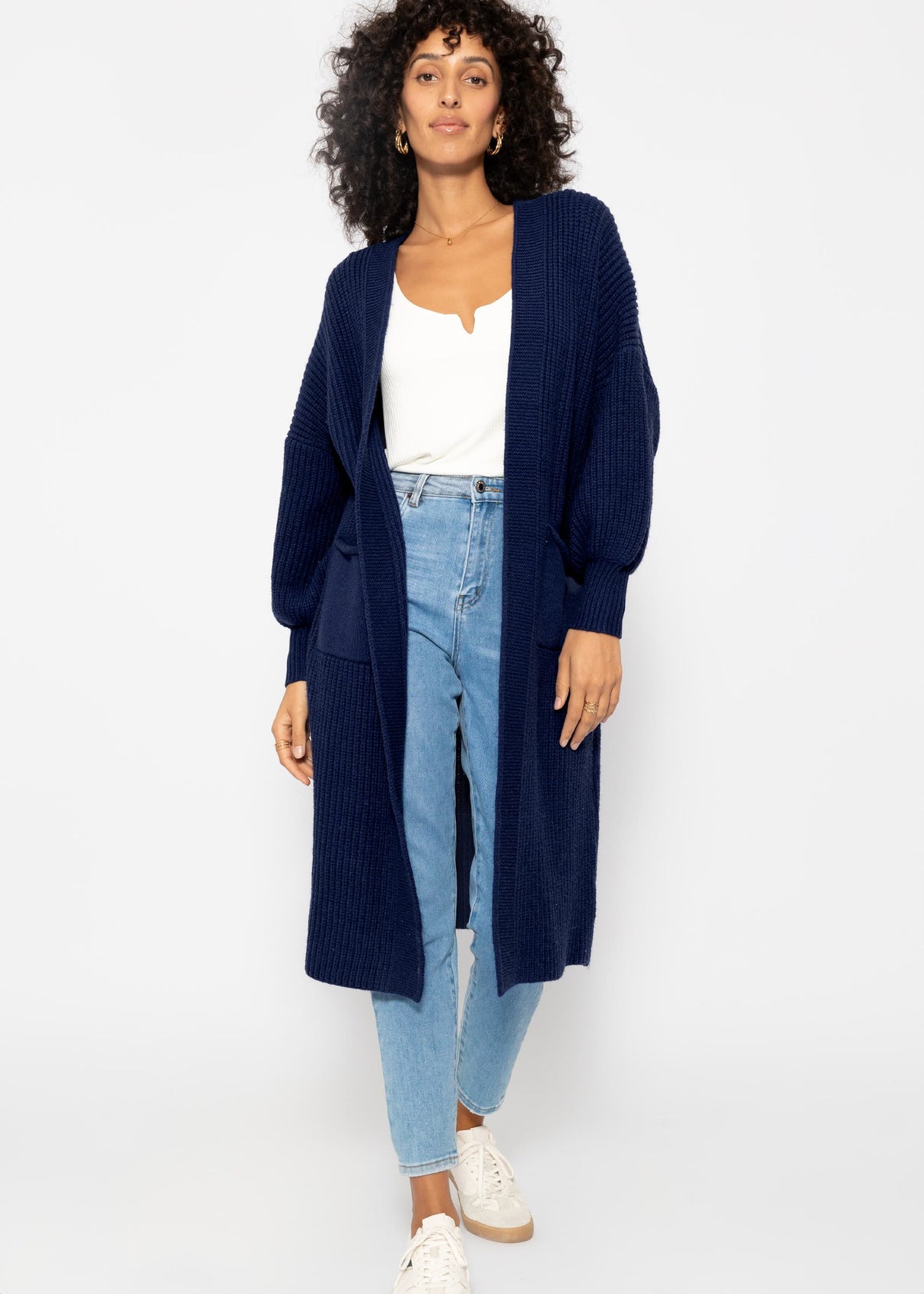 Long super soft cardigan with pockets - dark blue
