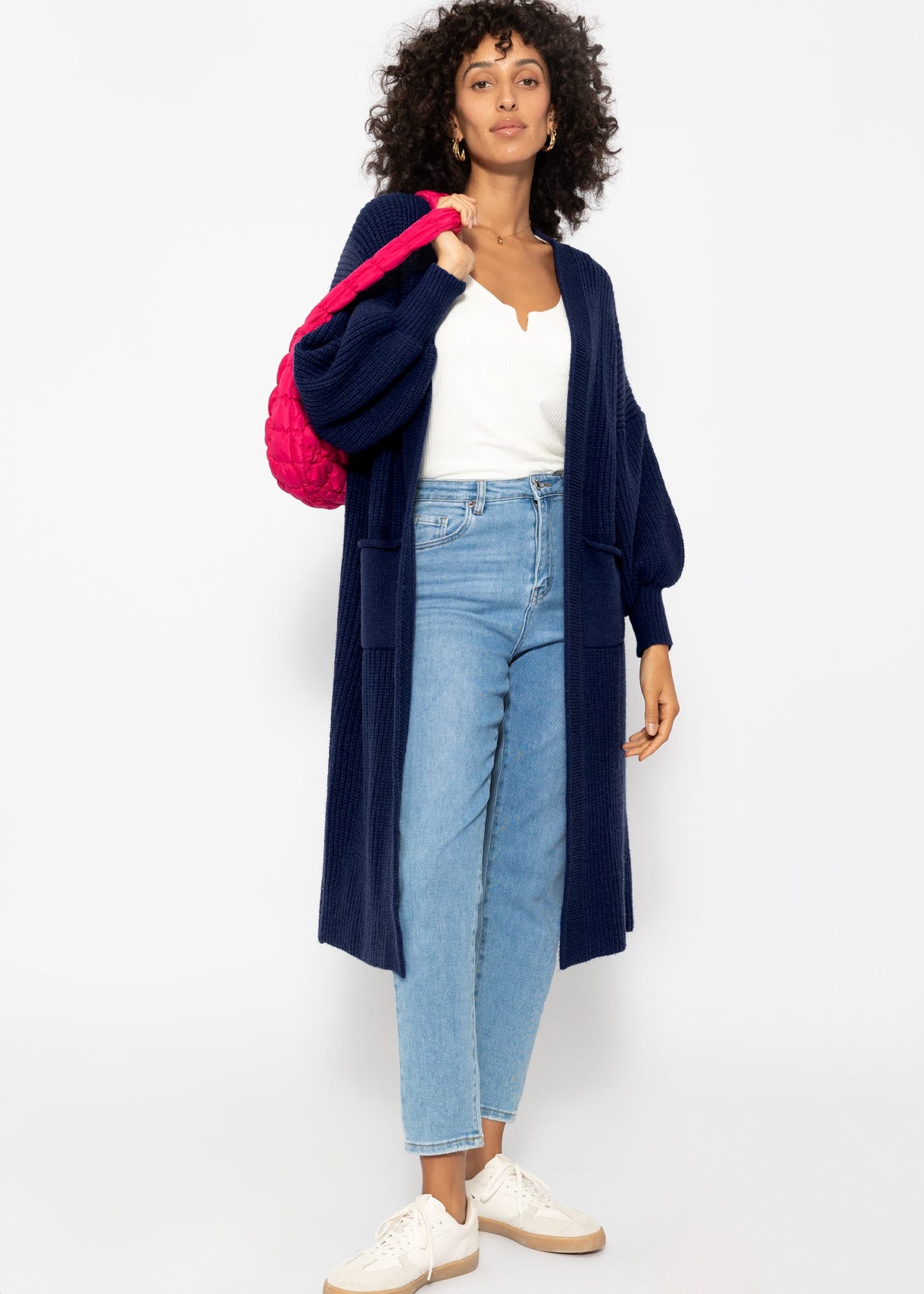 Long super soft cardigan with pockets - dark blue