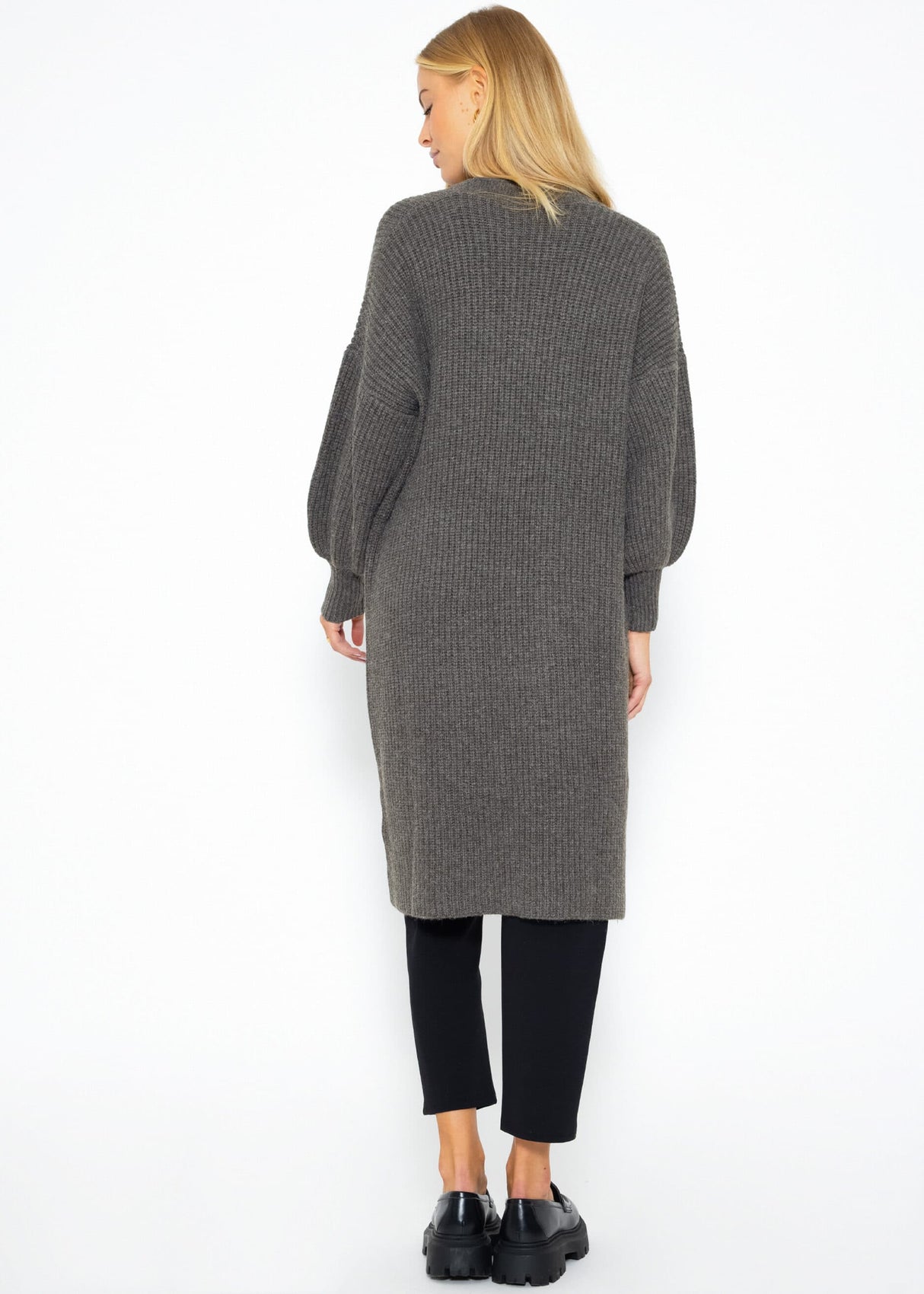 Long super soft cardigan with pockets - dark grey