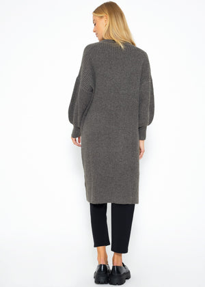 Long super soft cardigan with pockets - dark grey