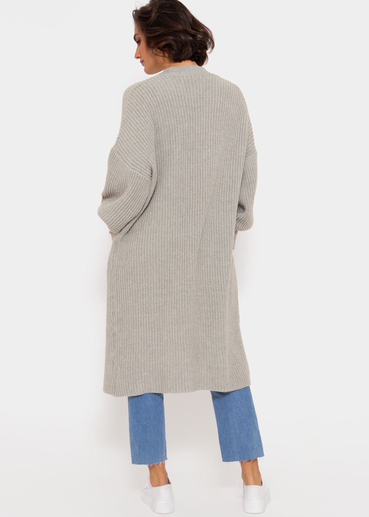 Long super soft cardigan with pockets - light grey