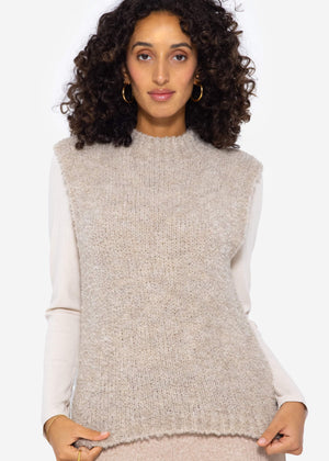 Lässiger Strick Pullunder - beige