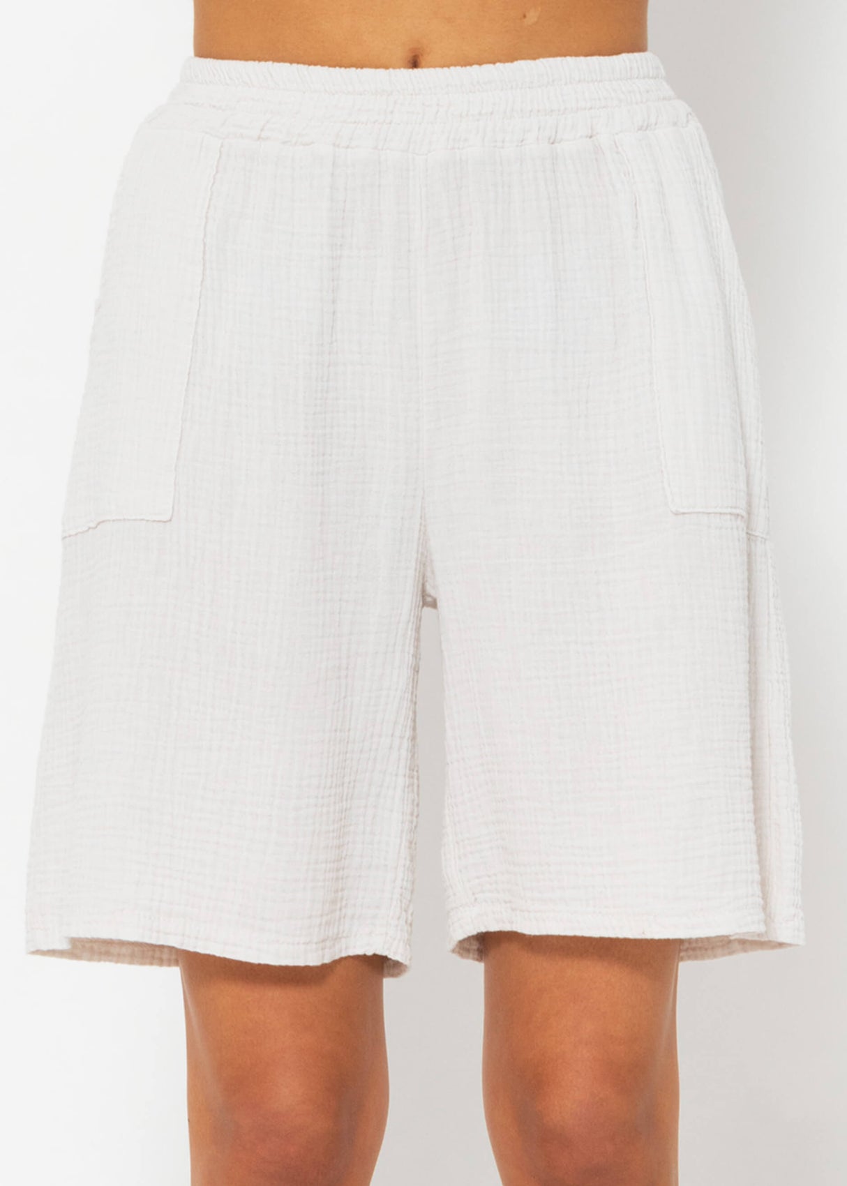 Musselin Bermuda-Shorts, hellbeige