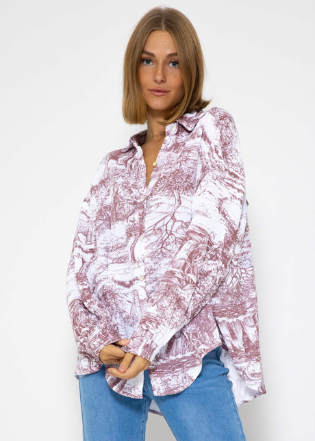 Musselin Bluse mit Print, weinrot von SASSYCLASSY
