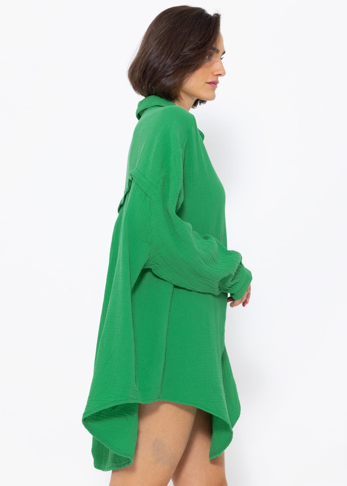 Musselin Bluse oversize, grün