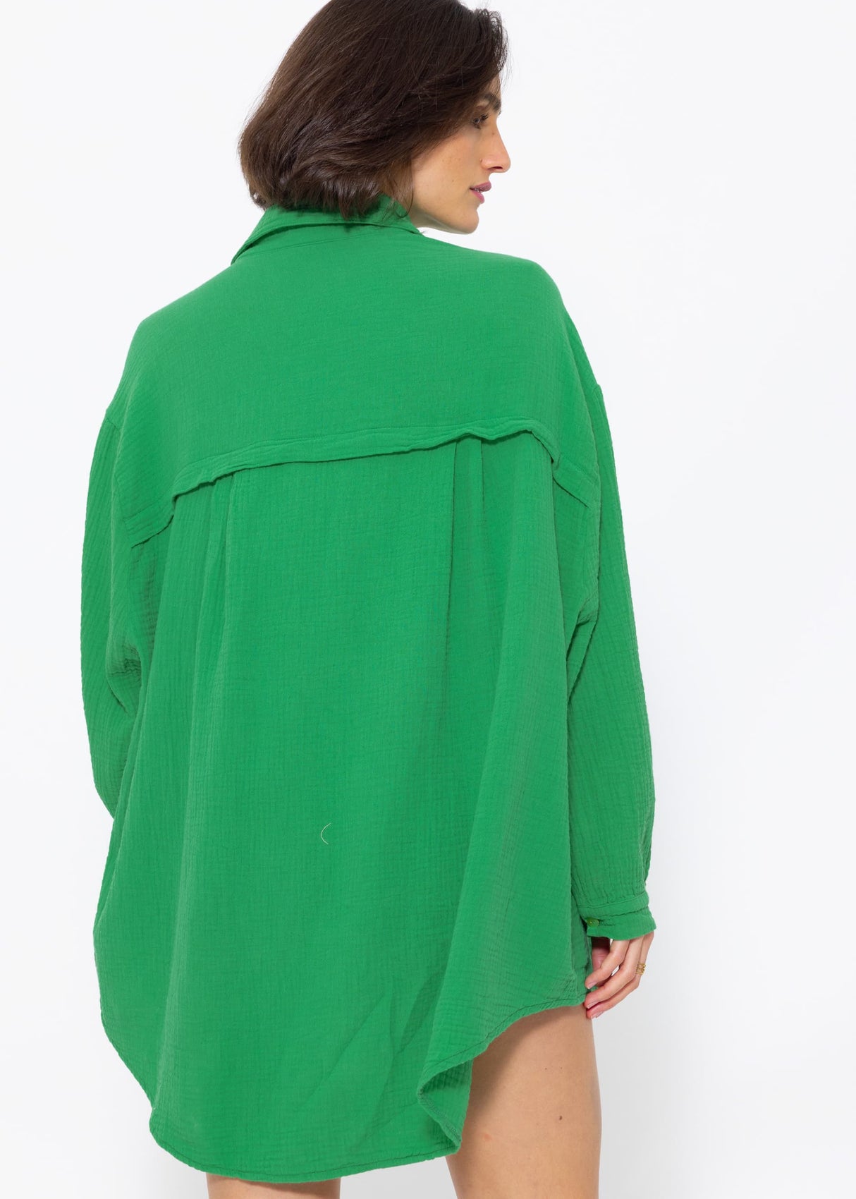 Musselin Bluse oversize, grün