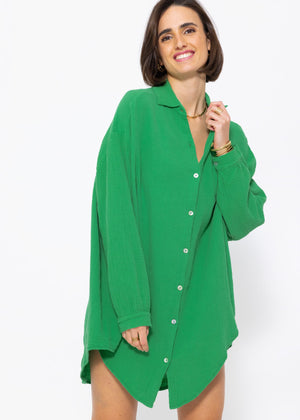 Musselin Bluse oversize, grün