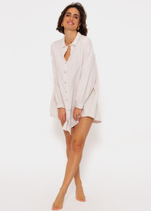Musselin Bluse oversize, hellbeige