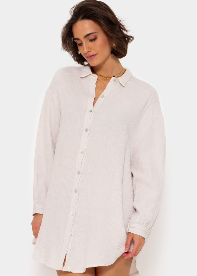 Musselin Bluse oversize - hellbeige