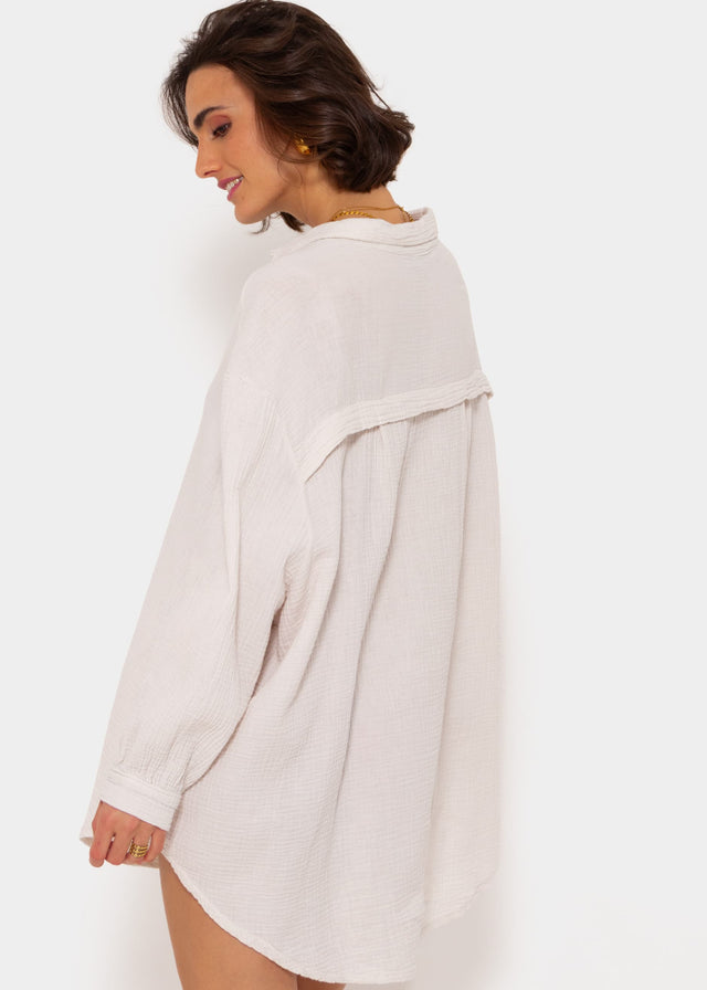 Musselin Bluse oversize - hellbeige