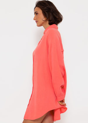 Musselin Bluse oversize, koralle