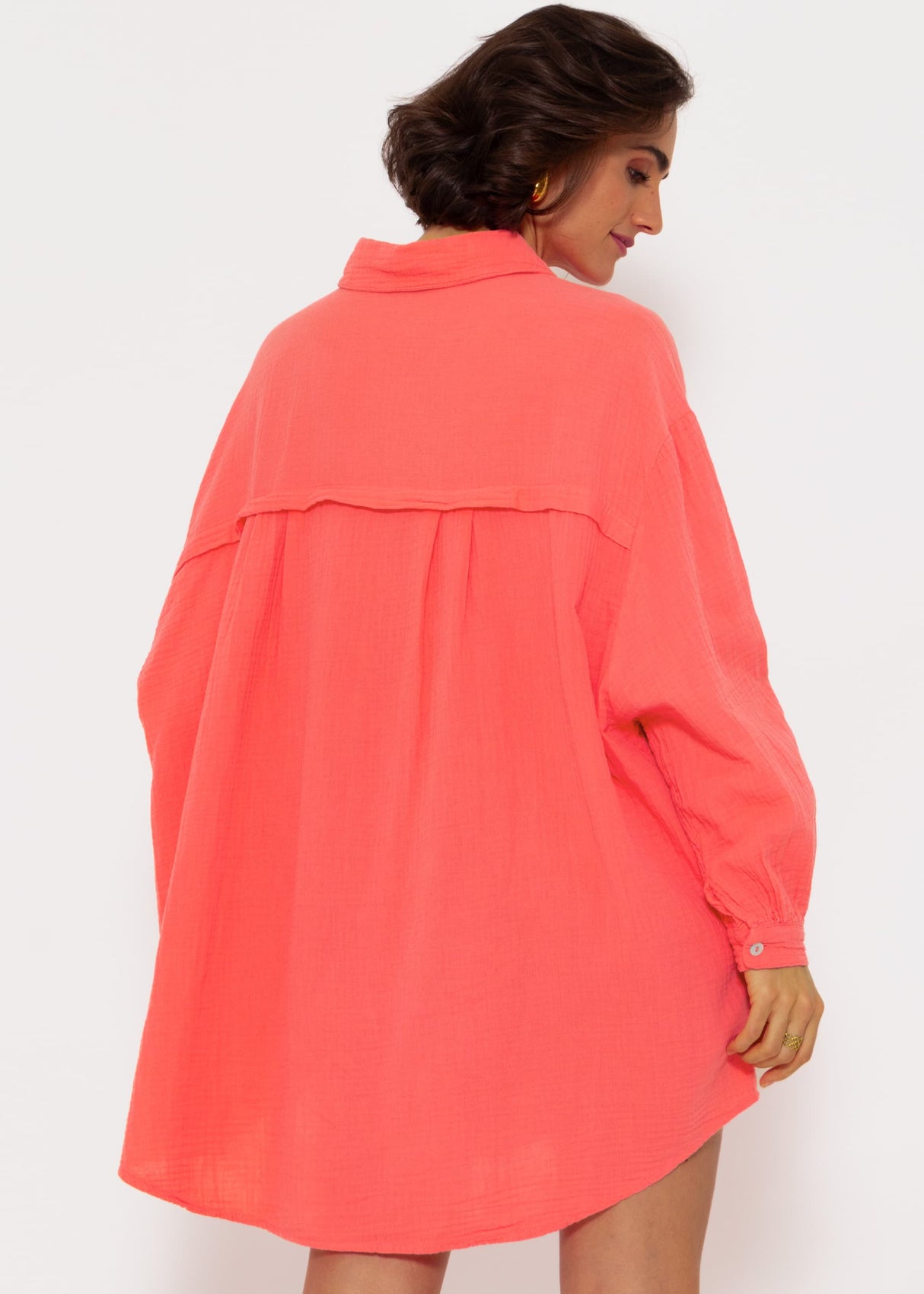 Musselin Bluse oversize, koralle