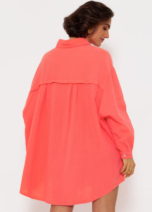 Musselin Bluse oversize, koralle