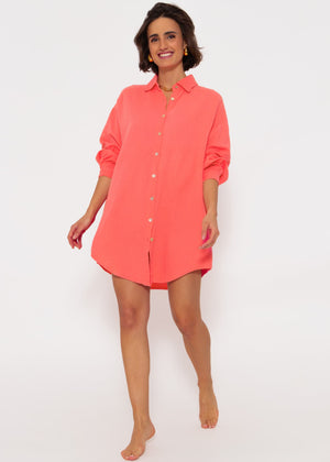 Musselin Bluse oversize, koralle
