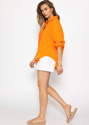 Musselin Bluse oversize, kurz, orange