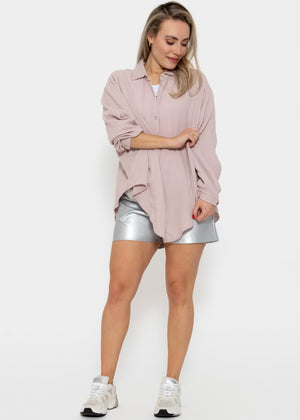 Musselin Bluse oversize, kurz, puderrosa