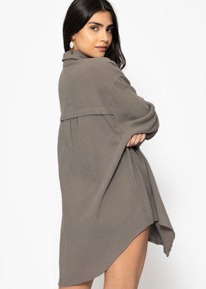 Musselin Bluse oversize, taupe