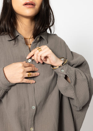 Musselin Bluse oversize, taupe