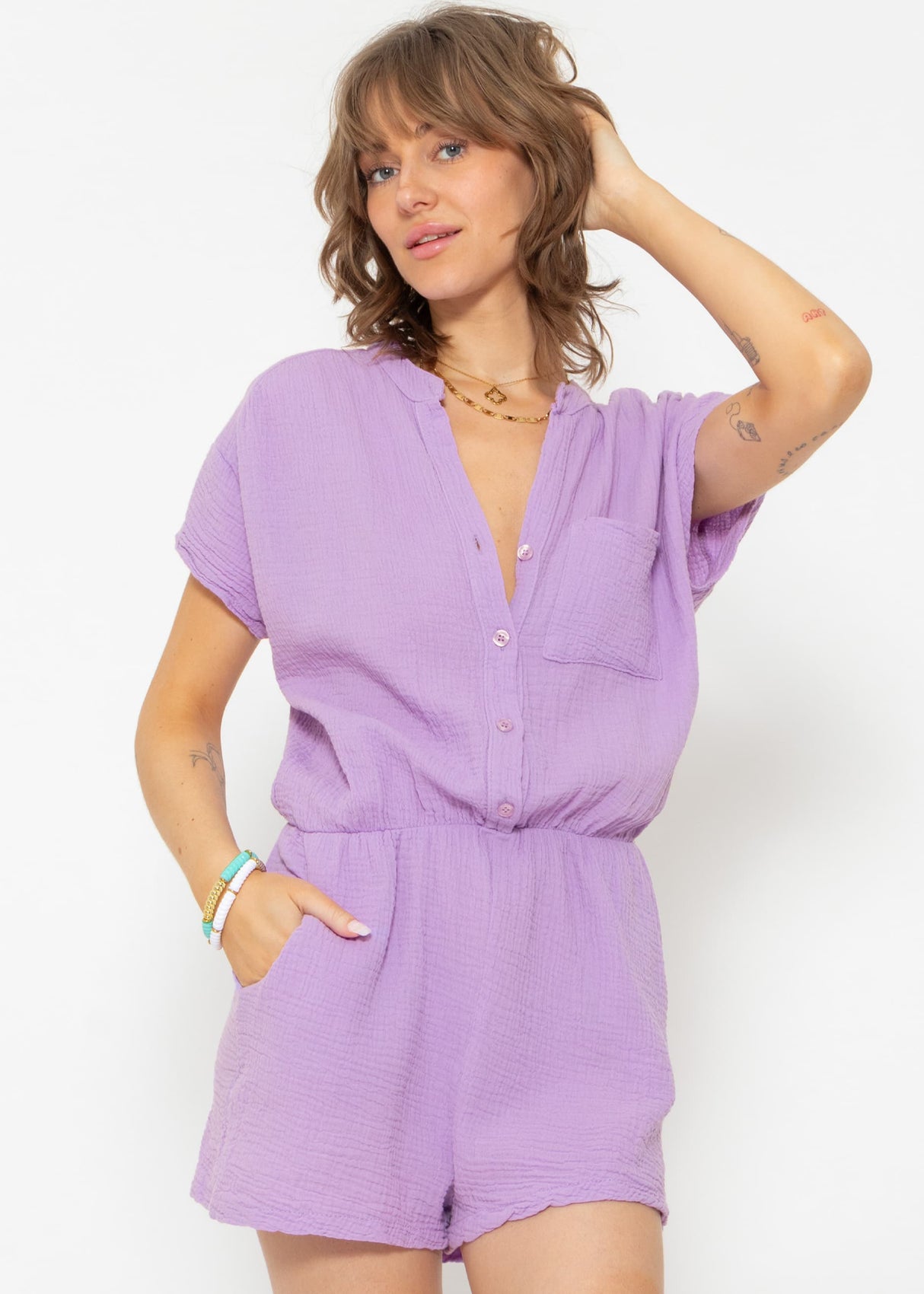 Musselin Jumpsuit, lila