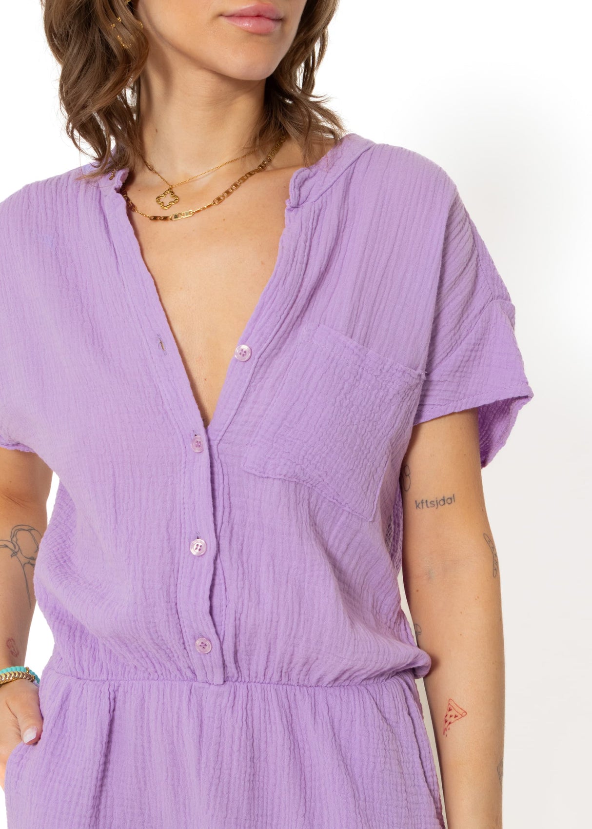 Musselin Jumpsuit, lila