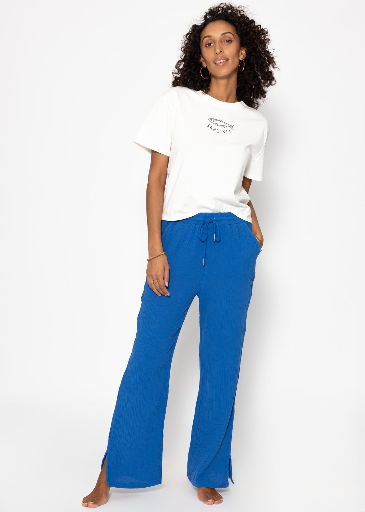 Muslin pants, royal blue