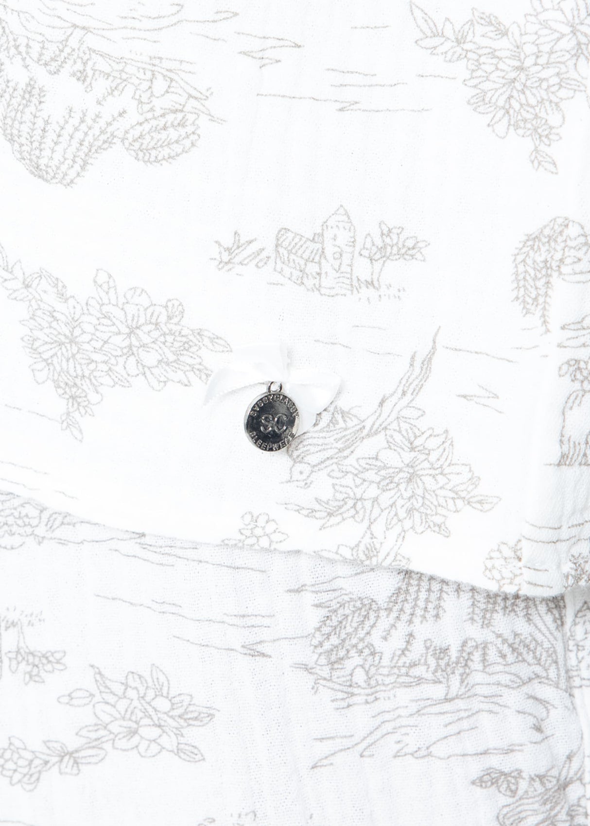 Muslin pajama shirt with print - white-taupe
