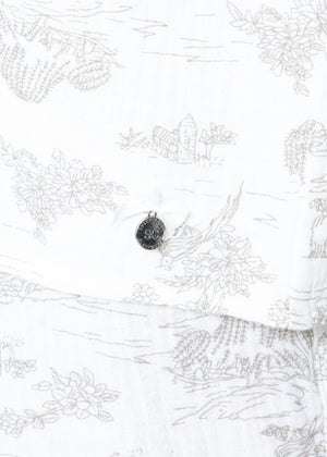 Muslin pajama shirt with print - white-taupe