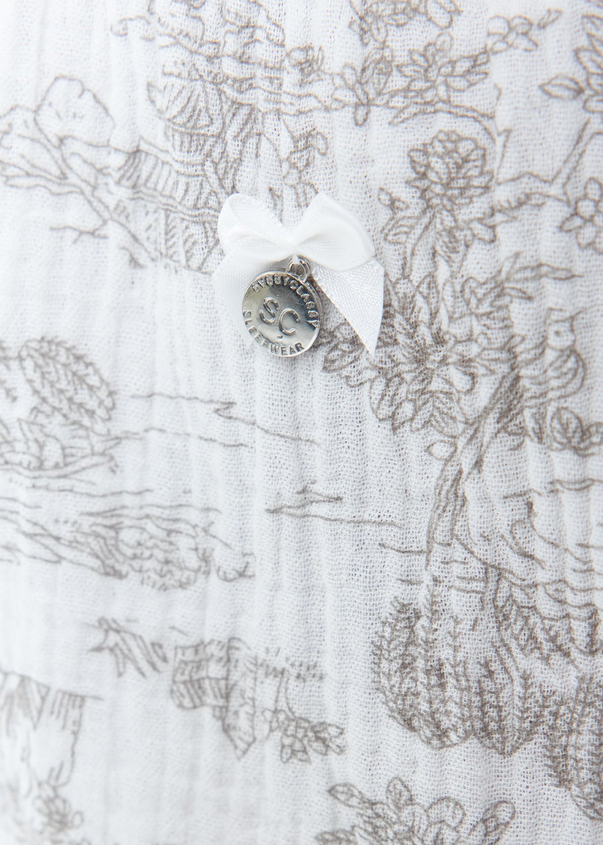 Muslin pajama shorts with print - white-taupe