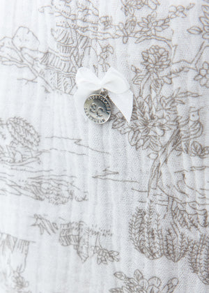 Muslin pajama shorts with print - white-taupe