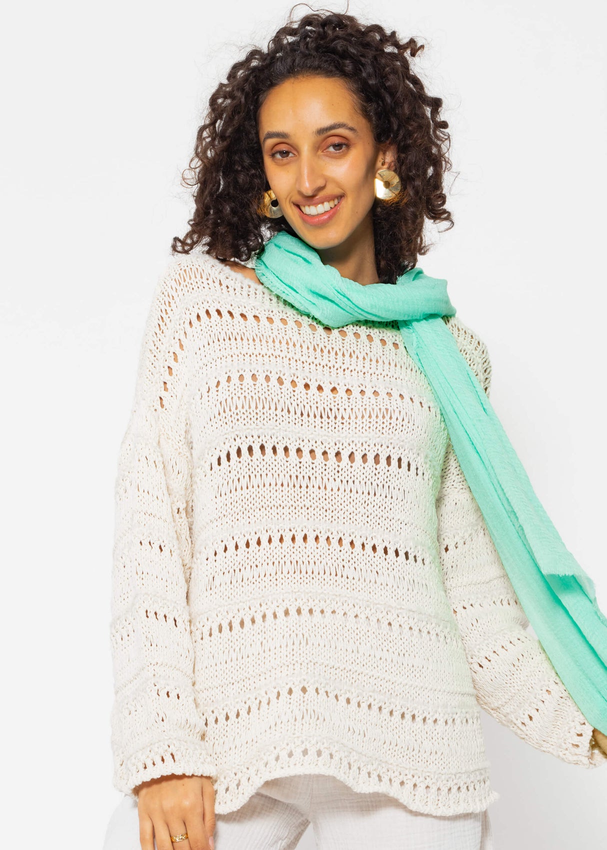 Musselin Schal - türkis