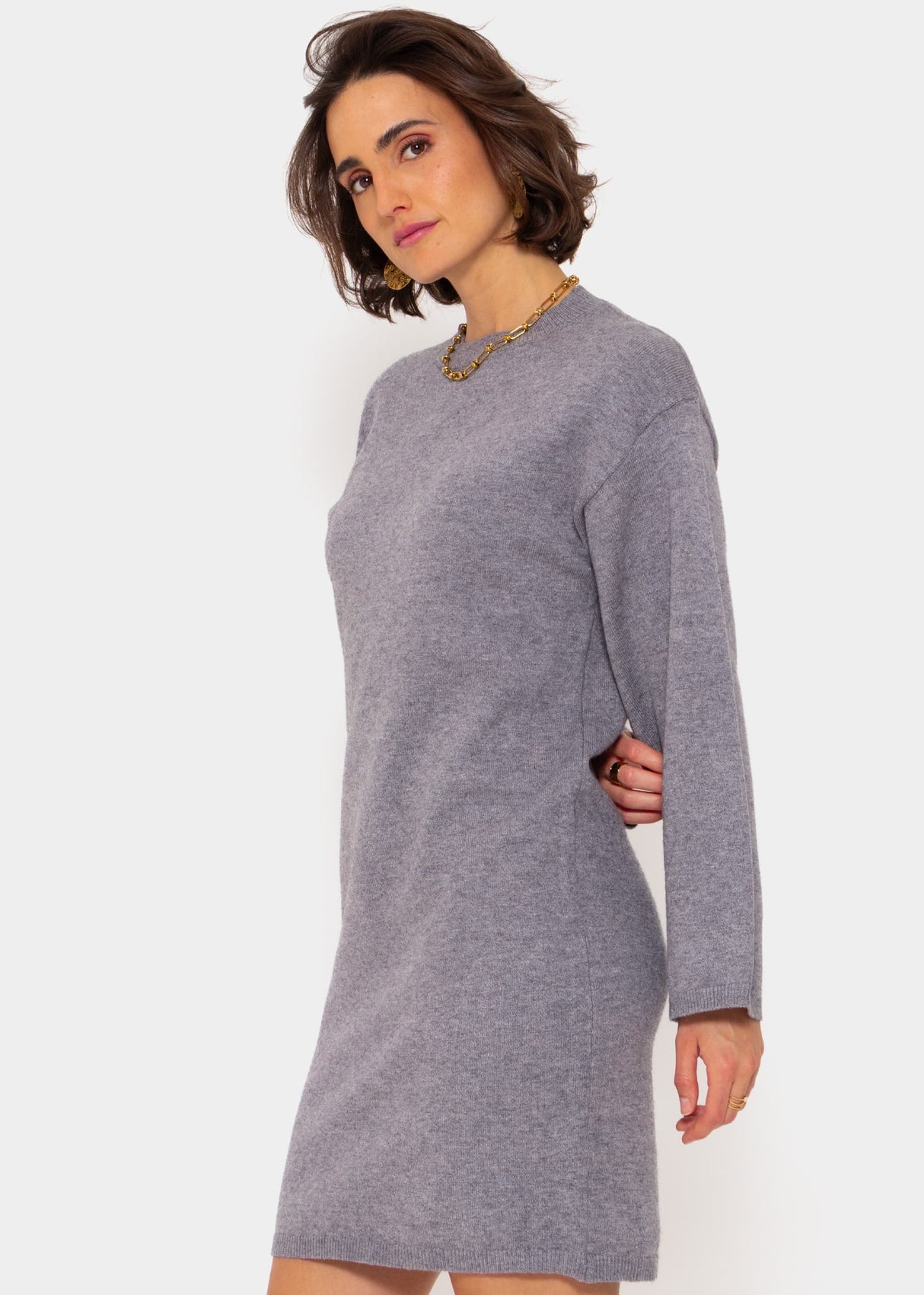 Oversized knit dress - grey