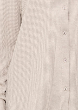 Oversize waffle piqué blouse - taupe