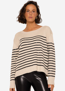Sweater with sequin stripes - beige