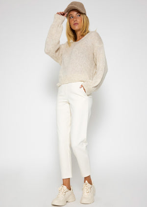Pullover mit V-Ausschnitt - beige