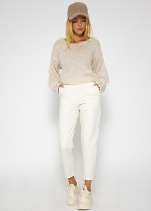 Pullover mit V-Ausschnitt - beige