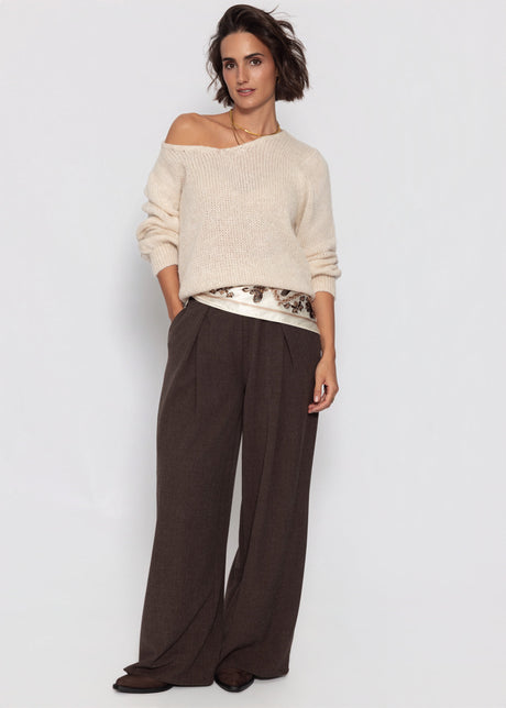 Pullover mit V-Ausschnitt - beige